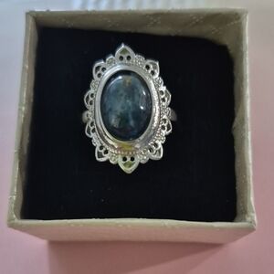 Elegant Silver and Black Stone Ring